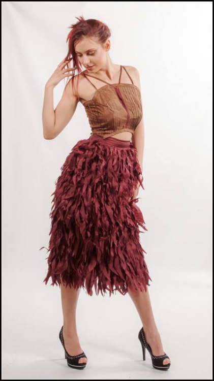 Picture of wine feathered skirt
